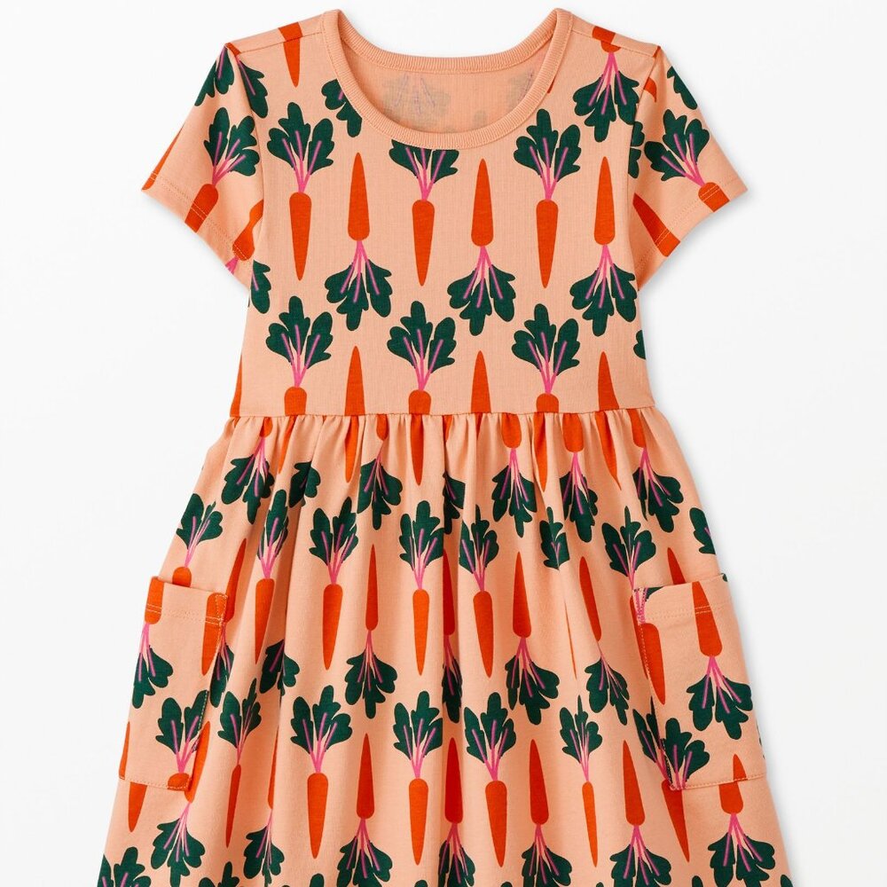Size 8 Hanna Andersson Orange Peach Carrot Print Spring Easter Dress